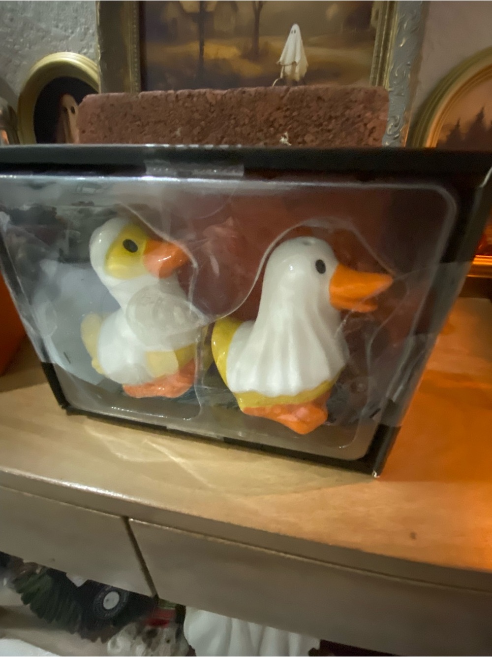 Yellow & White Halloween Duck Salt and Pepper Shaker Set - Home Accents